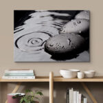 Zen Stones Serene Spa Rock Ripples In The Water Calm Photograph Canvas Print Bathroom Wall Decor