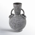 Ceramic Textured Decorative Vase with Ring Handles - Image 6