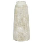 Ceramic Textured Crosshatch Decorative White Vase - Image 8