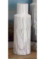 Ceramic Faux Marble White Decorative Vase - Image 8