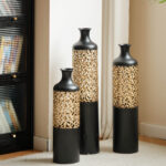 Cory-Lee Matte Black Large Floor Vase, Gold Baroque Vines, Metal Flower Vase(Set Of 3) - Image 8