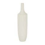 Amance Ceramic Stripe Texture Decorative White Vase - Image 8