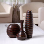 Hosley's Set of 3 Carved Wood Vases Small 6" Medium 8" and Tall 12" High. Ideal Gift for Floral Arrangements Wedding and Use for Home Office Decor Fireplace Floor Vases Spa Aromatherapy Settings - Image 7