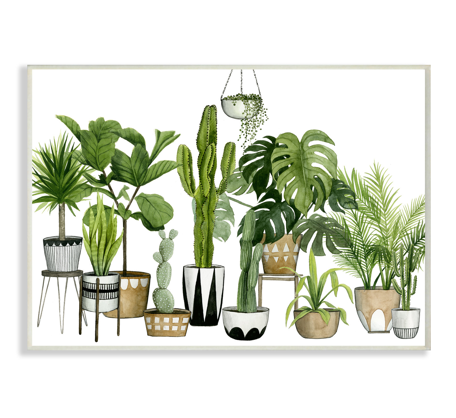 ” Boho Plant Scene With Cacti And Succulents In Pots “ - Chic Decora