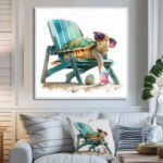 Turtle Laying On A Beach Chair With Sunglasses I - Turtle Wall Art for Living Room - Image 6