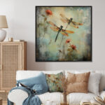 Vintage Painting Of Dragonfly Flying - Dragonfly Wall Art - Image 6