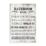 Bathroom Rules Funny Word Wood Textured Design' Graphic Art on Canvas - Image 8