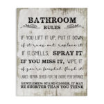 Bathroom Rules Funny Word Wood Textured Design' Graphic Art on Canvas - Image 8