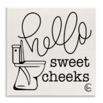 Toilet Hello Sweet Cheeks Black and White Curly Script Cursive by Penny Lane Publishing - Textual Art on Canvas - Image 8