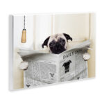 Pug Reading Newspaper in Bathroom - Graphic Art Print - Image 8