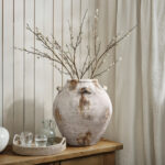 Mottled Brown and White Terracotta 12-Inch Tall Indoor and Outdoor Jug Vase with Handles - Image 8