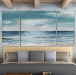 " Blue Silver Shore " 3 - Pieces Painting Print - Image 6