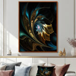 Modern Golden black Flower - Fractal flower wall art, Black flower print - Image 7