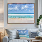 Tranquil Beach under White Clouds - Sea & Shore Wall Decor - Image 8