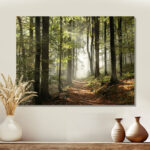 Green Fall Forest with Sun Rays - Forest Photograph Print - Image 6