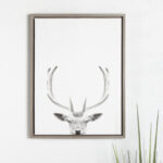 Melita Sylvie Deer with Antlers Black and White Portrait' Framed Photographic Print on Canvas - Image 7