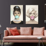 " Audrey Hepburn, Marilyn Monroe Bubble Gum - 2 Piece Wrapped Canvas Print Set " 2 - Pieces - Image 7