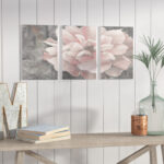 " Pastel Pink Peony On Gray " 3 - Pieces - Image 4