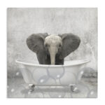 Baby Elephant Bath Time Cute Animal - Graphic Art Print - Image 8