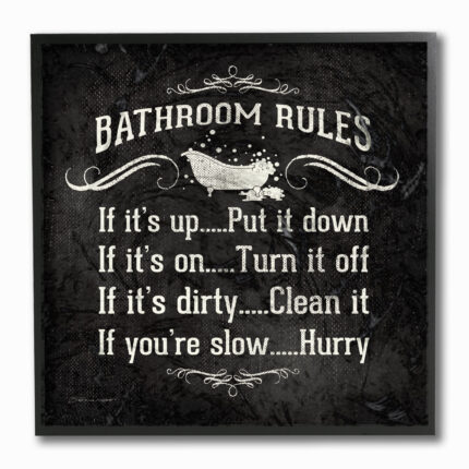 ” Bathroom Rules BW Icon “ - Chic Decora