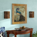 Regal Peacock Wall Art - 22" x 26" - Gilded Radiance Frame - Image 6