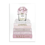 Pink Rose Bouquet Fashion Style Bookstack Oversized Stretched Canvas Wall Art By Amanda Greenwood - Image 8