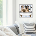 Bath and Laundry Big Pups in The Tub Graphic Art on Canvas - Image 7