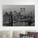 1980s New York City Lower Manhattan Skyline Brooklyn Bridge World Trade Center' - Wrapped Canvas Photograph Print - Image 5