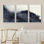 Triptych Faded Gradient Zen Ink Dots Abstract Framed Canvas Art 3 Pieces Painting Print Wall Decor - Image 6