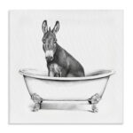 Donkey in Claw Tub Farm Animal Bathroom Sketch by Victoria Borges - Painting Print - Image 8