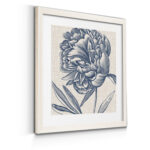 " Indigo Floral On Linen II - Premium Framed Print - Ready To Hang " - Image 4