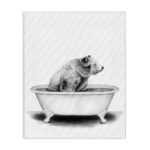 Bear in a Tub Funny Animal Bathroom' by Rachel Neiman - Drawing Print - Image 8
