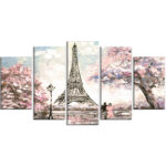 " Eiffel With Pink Flowers " 5 - Pieces - Image 3