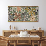 Abstract Green Botanical Flower Art Mid Century Modern Boho Wall Art Horizontal Art Decor - Image 7