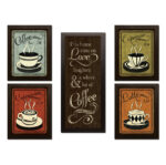 " Classic Retro Coffee, Espresso, Cappuccino, Latte And This House Runs On Love Laughter And A Whole Lot Of Coffee " by N. Harbick 5 - Pieces - Image 5