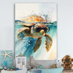 Turtle With Glasses In The Ocean III - Turtle Wall Art - Image 6