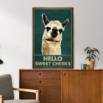 Llama - Why Hello Sweet Cheeks Gallery Wrapped Canvas - Bath And Laundry Animal Illustration Decor, Beige And Dark Green Bathroom Decor - Image 8