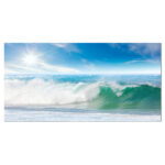 White and Blue Waves under Sun Seashore' Photographic Print on Wrapped Canvas - Image 5