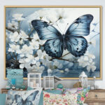 Bertena Blue White Butterfly Reflection - Butterfly Wall Art - Image 3