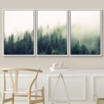 Landscape with Trees in Mist - 3 Piece Canvas Photograph Print Set - Image 7