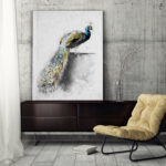 " Golden Blue Peacock Feather I " - Image 5