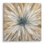 " Golden Daisy In Sunset Glow: Textured Oil Painting Print On Wrapped Canvas " Painting Print - Image 6
