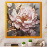 Pink Gold Peonies Petals - Peonies Framed Canvas Print - Image 8