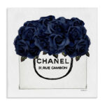 Chic Navy Blue Roses In Glam Fashion Bag XXL Stretched Canvas Wall Art By Amanda Greenwood - Image 8