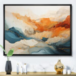 Abstract Orange And Blue River Ink - Abstract Marble Wall Art - Image 4