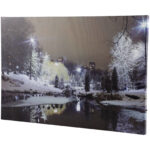 23.5" LED Lighted Nighttime City Park Winter Scene Canvas Wall Art - Image 7