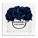 Chic Navy Blue Roses In Glam Fashion Bag XXL Stretched Canvas Wall Art By Amanda Greenwood - Image 8