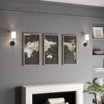 " World Map In Gold And Gray " by Elizabeth Medley 3 - Pieces - Image 7