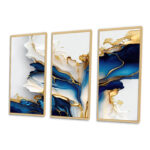 Abstract Geode Gold And Blue Marble Shape III - modern 3 Piece Print on Canvas - Image 7